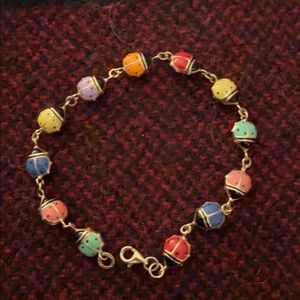 14 it gold enameled bracelet of good luck ladybugs